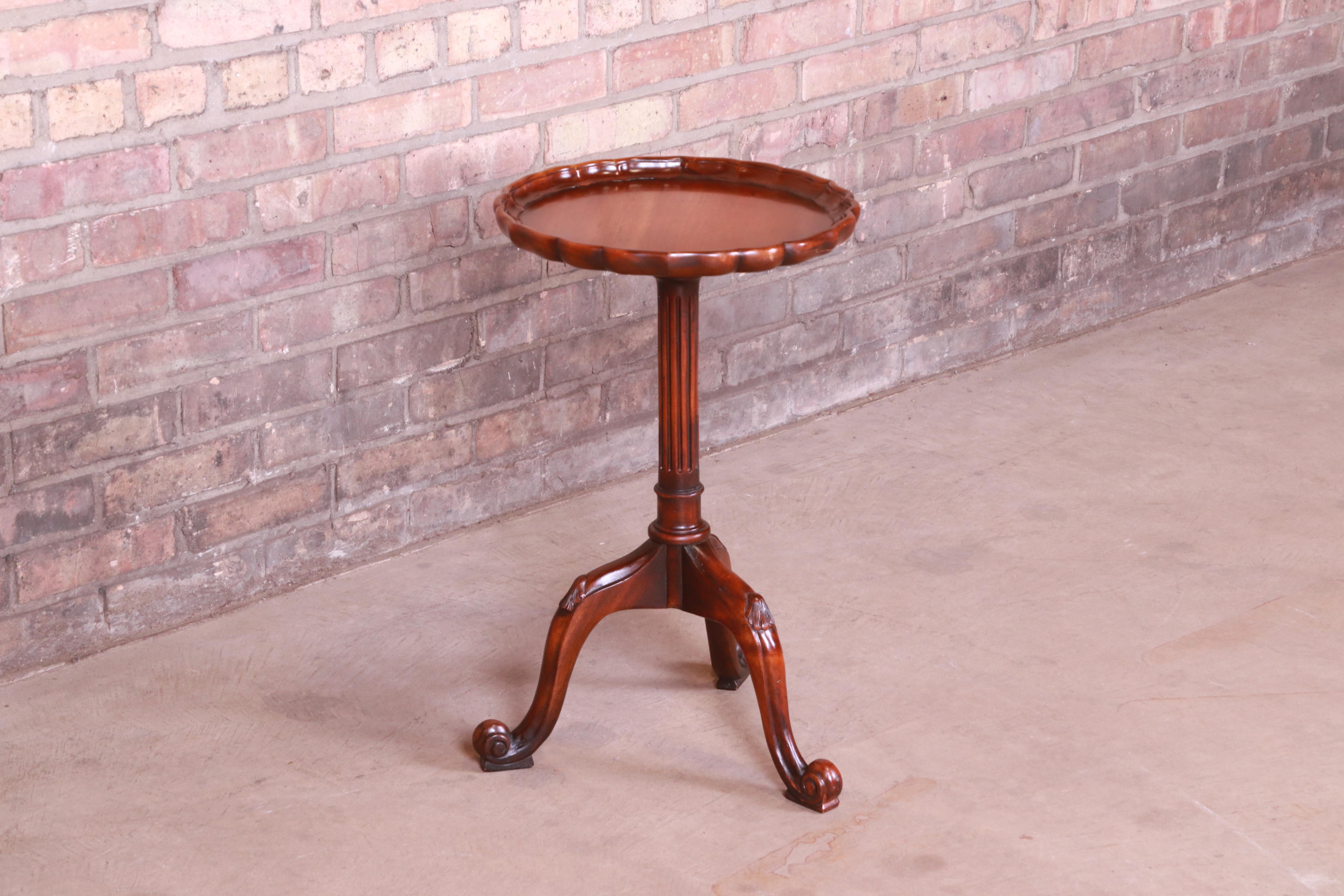 20th Century Maitland Smith Style Mahogany Pedestal Plant Stand or Side Table