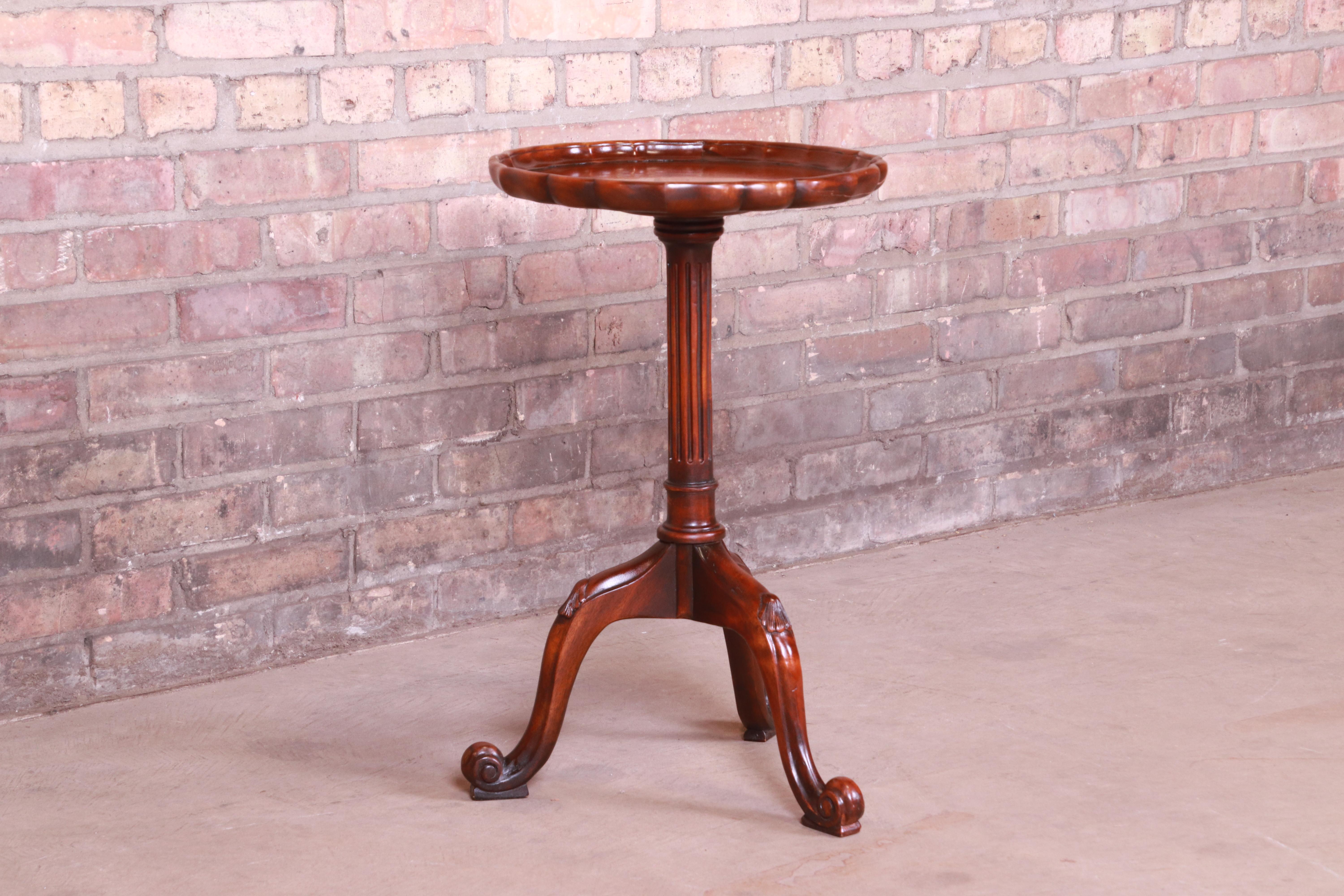 Maitland Smith Style Mahogany Pedestal Plant Stand or Side Table 1