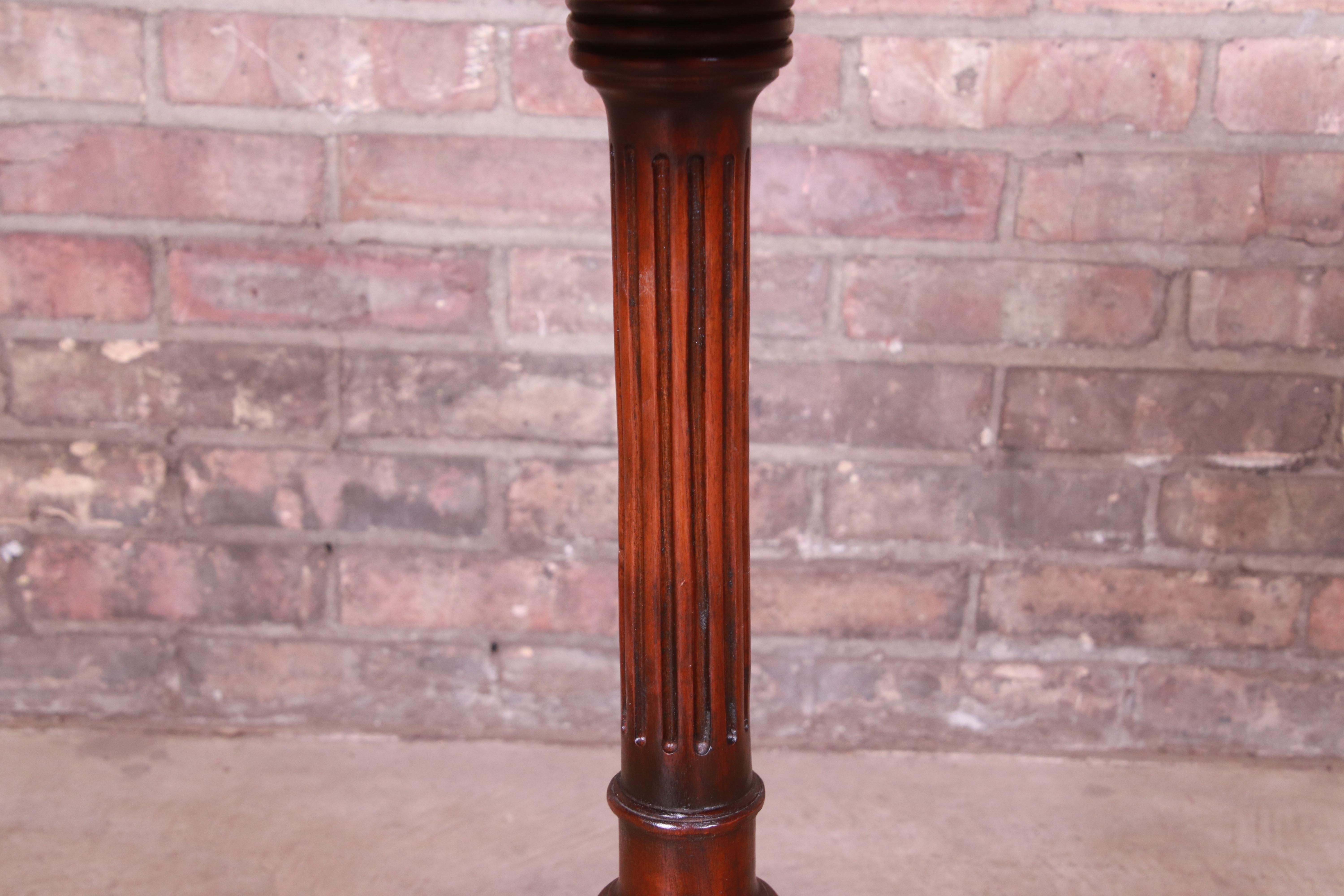 Maitland Smith Style Mahogany Pedestal Plant Stand or Side Table 4