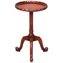 Vintage Maitland Smith Style Mahogany Pedestal Plant Stand or Side Table