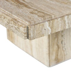 Maitland-Smith Style Mid-Century Modern Stone Travertine Pedestal Coffee Table