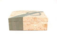 Maitland-Smith Style Midcentury Tessellated Box in Marble and Green Mineral