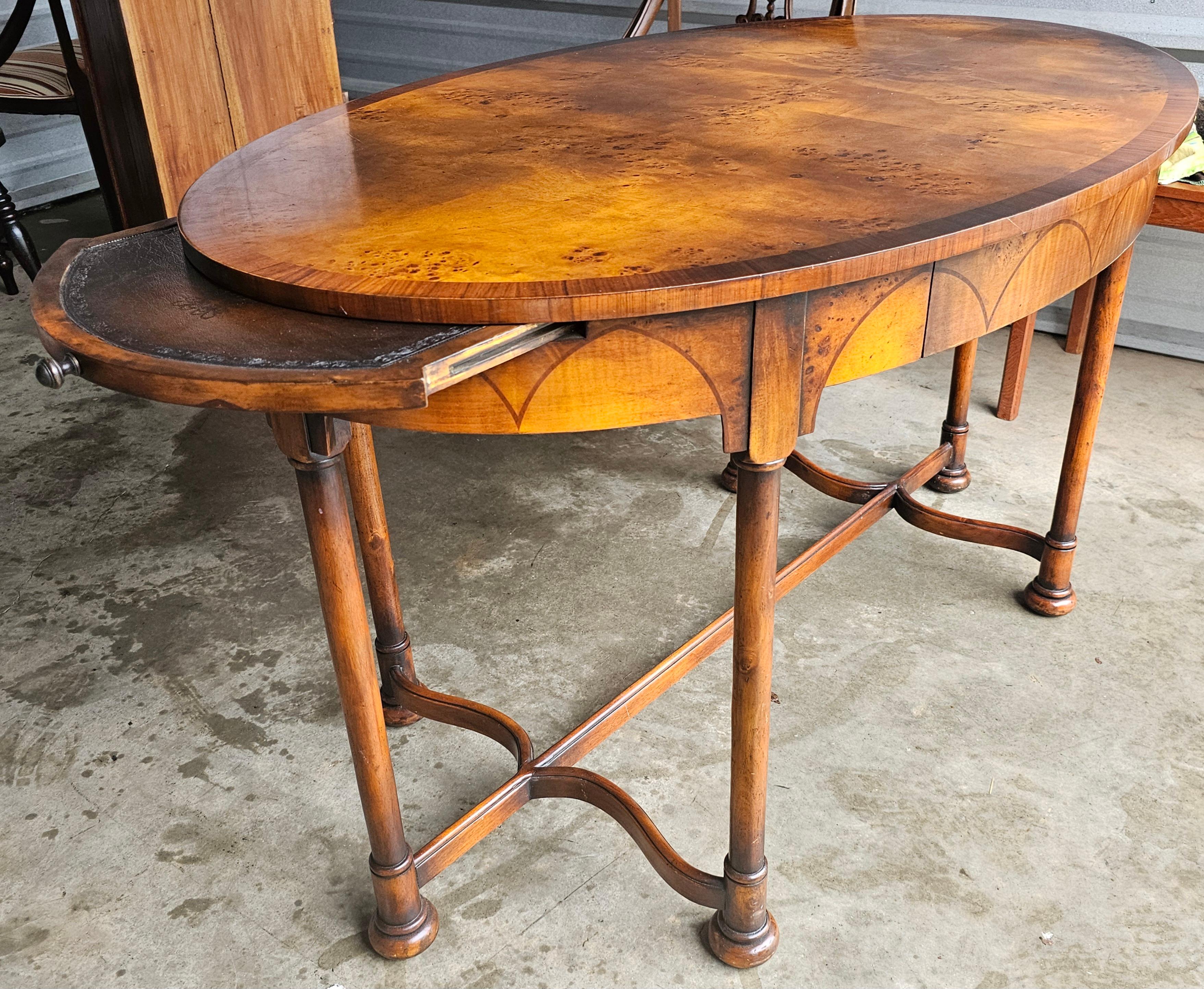 Theodore Alexander Mixed Fruitwoods Library / Center Table W/ Pull Out Trays For Sale 4
