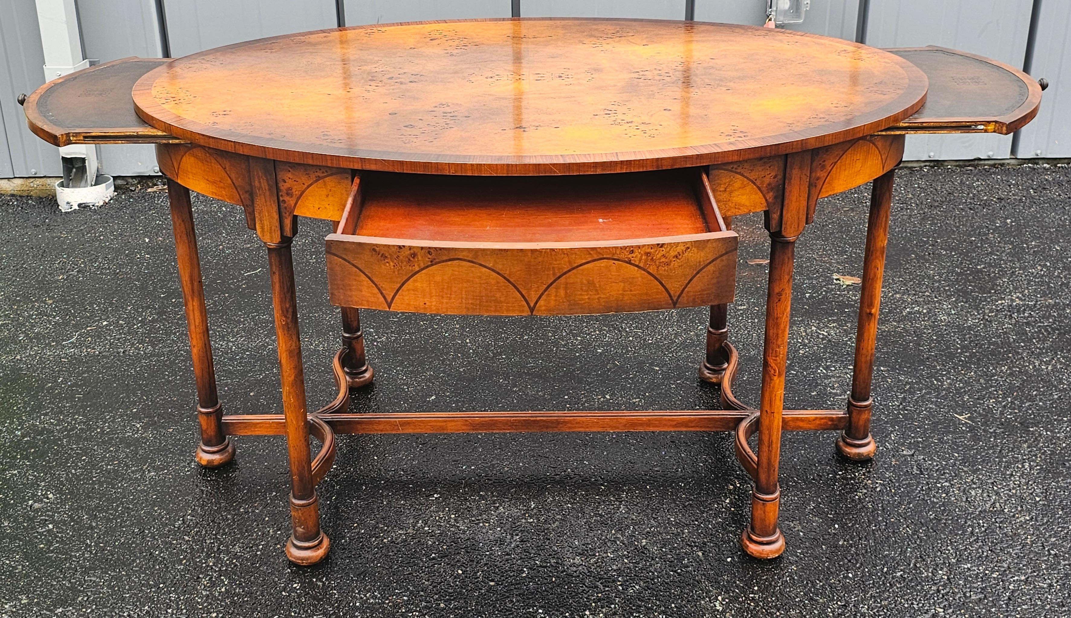 Theodore Alexander Mixed Fruitwoods Library / Center Table W/ Pull Out Trays For Sale 8