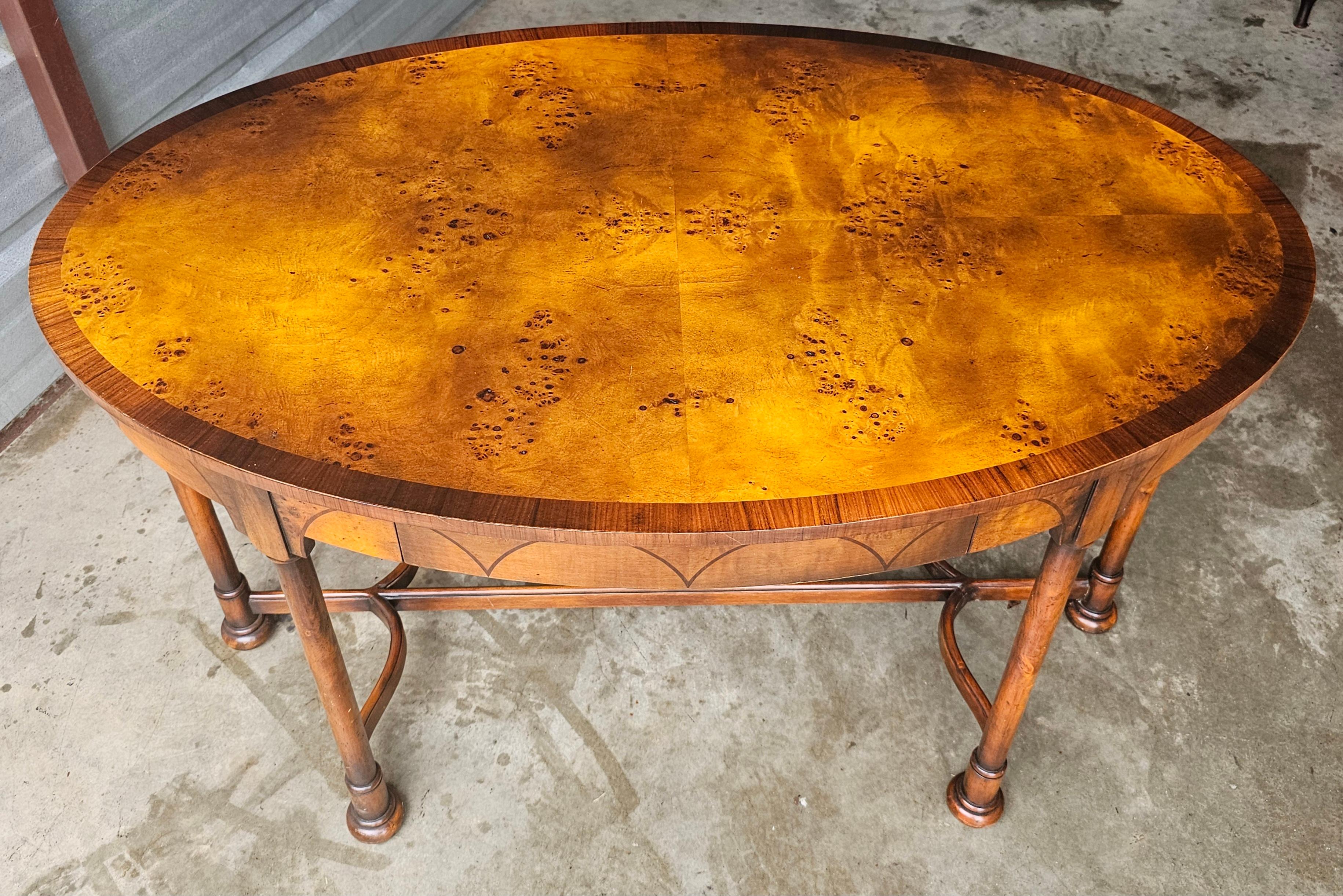 Theodore Alexander Mixed Fruitwoods Library / Center Table W/ Pull Out Trays For Sale 1
