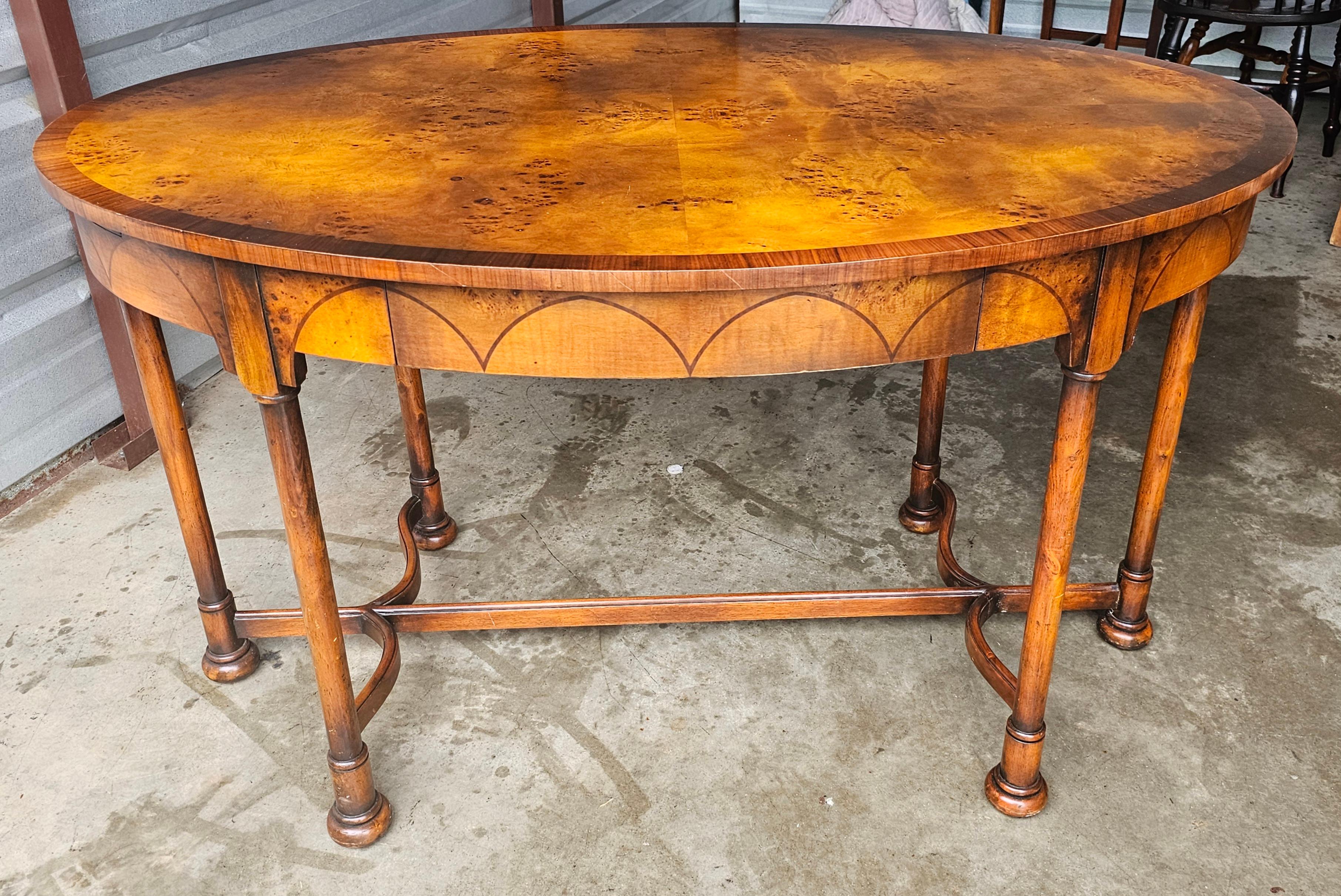 Theodore Alexander Mixed Fruitwoods Library / Center Table W/ Pull Out Trays For Sale 2