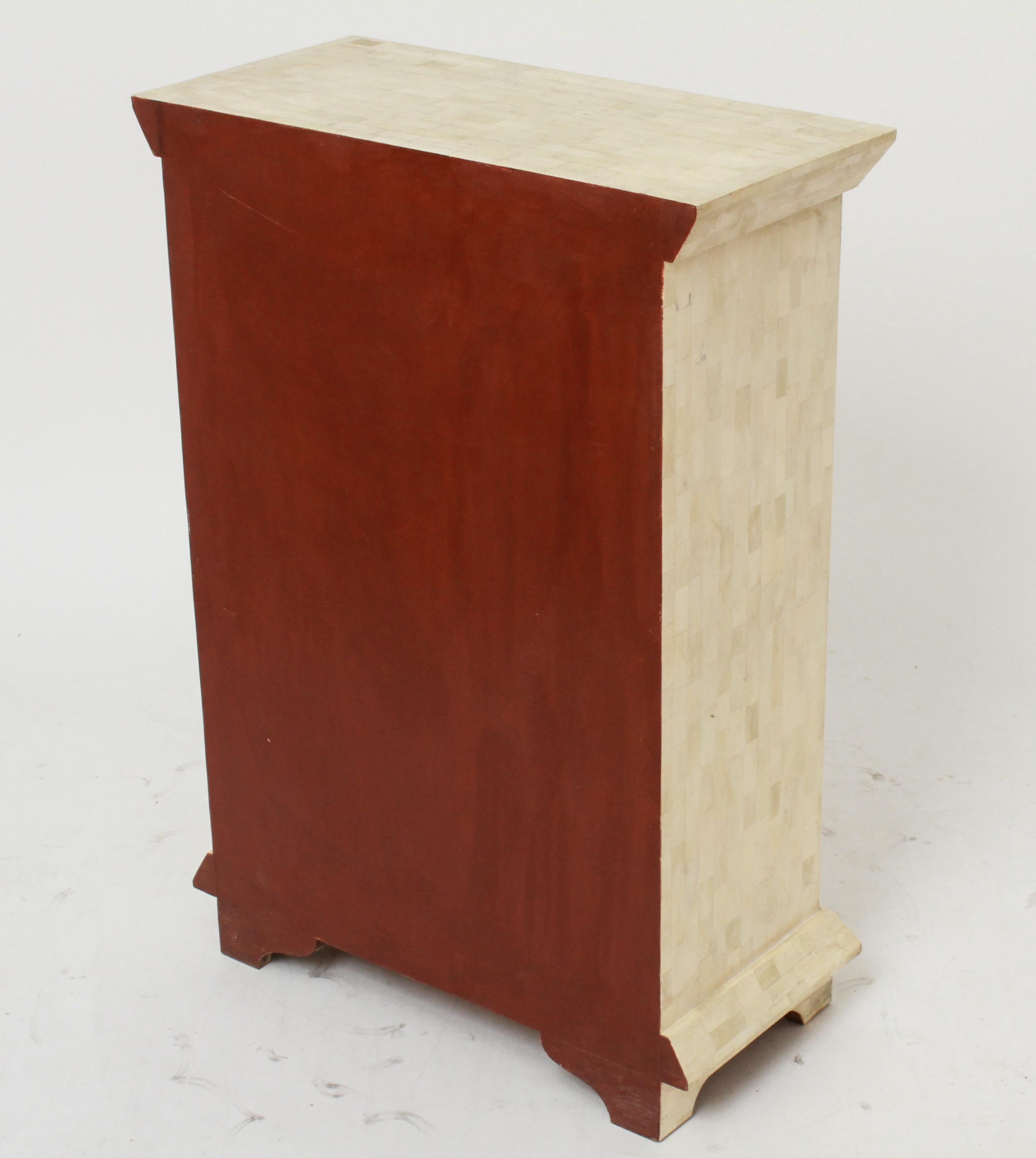 Wood Maitland Smith Style Modern Tessellated Cabinet