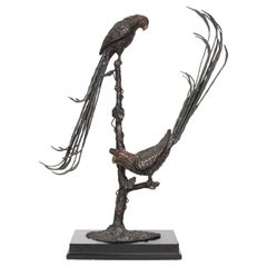 Maitland Smith Style "Perched Parrots" Sculpture