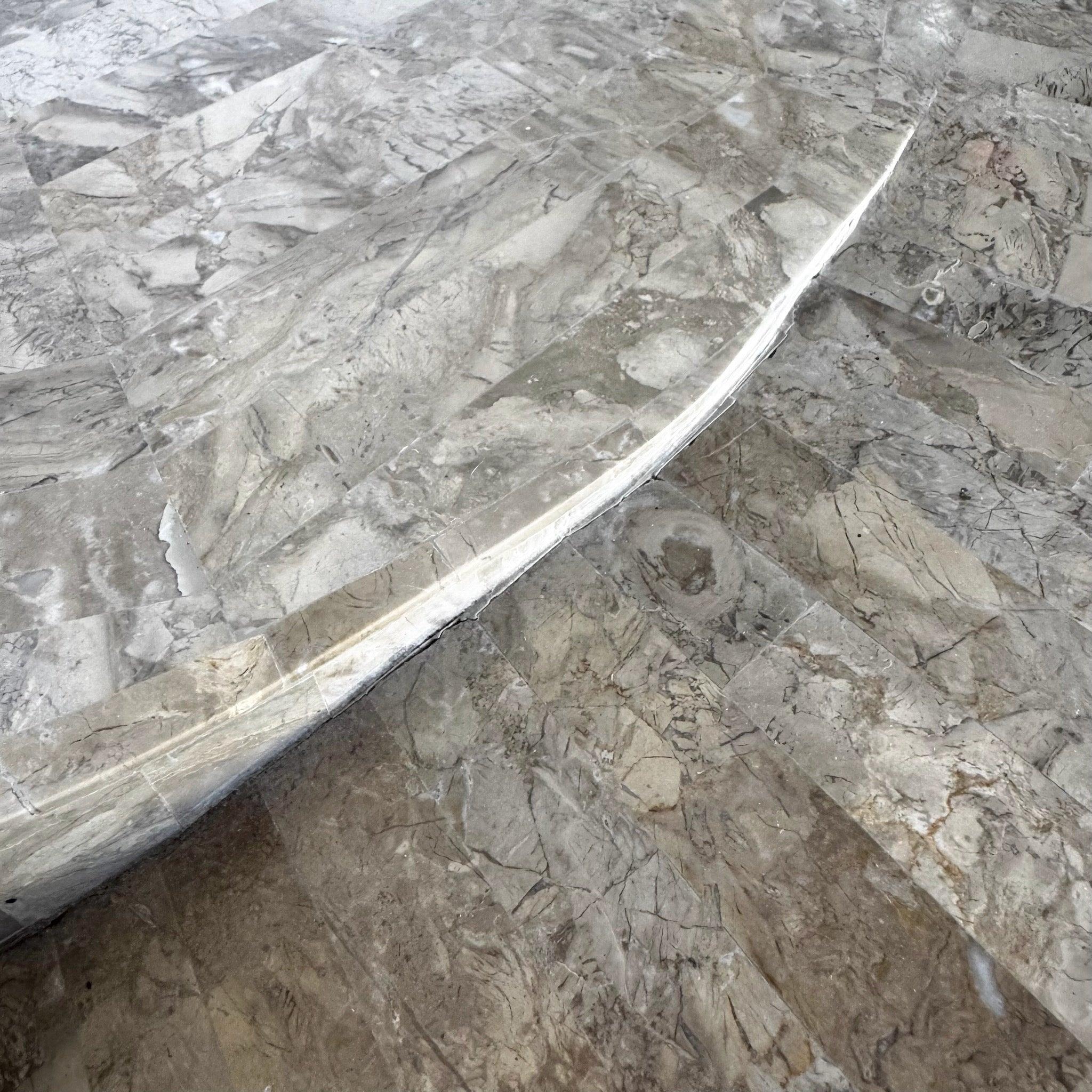 Maitland Smith Style Sculpted Circular Polished Tessellated Stone Coffee Table For Sale 5