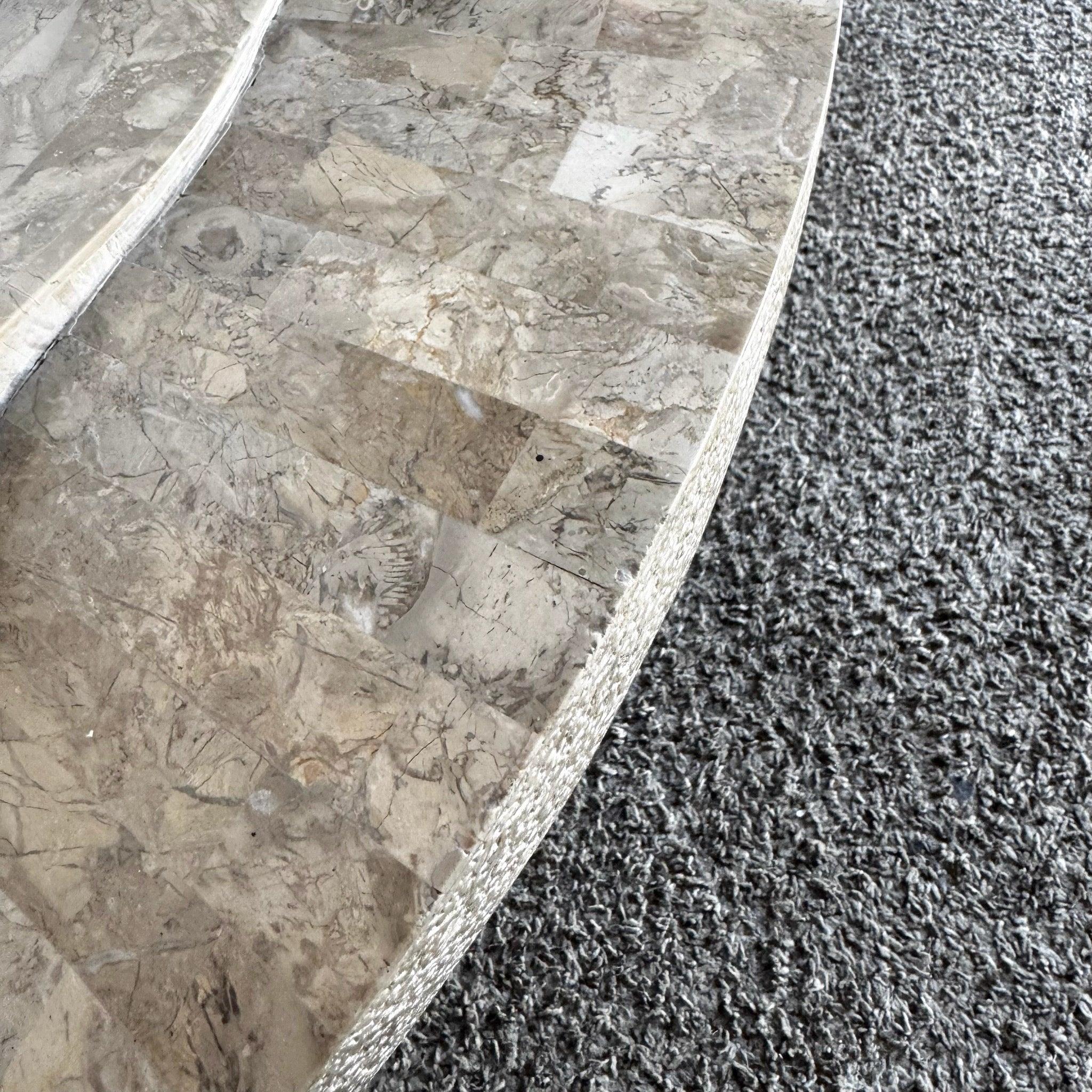Maitland Smith Style Sculpted Circular Polished Tessellated Stone Coffee Table For Sale 6