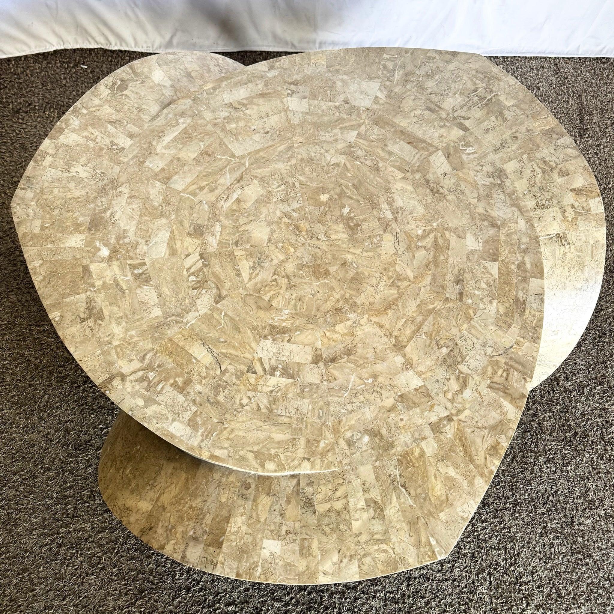Philippine Maitland Smith Style Sculpted Circular Polished Tessellated Stone Coffee Table For Sale