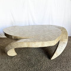 Maitland Smith Style Sculpted Circular Polished Tessellated Stone Coffee Table