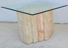 MAITLAND SMITH Style Side End Table Tessellated Stone Brass