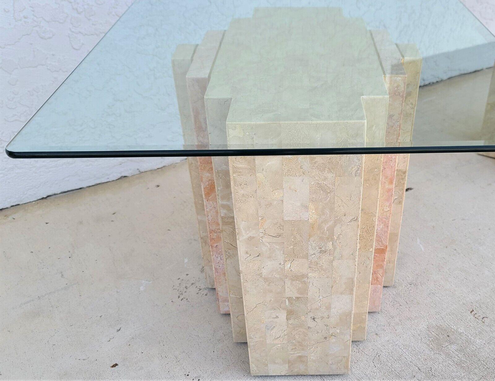 MAITLAND SMITH Style Side End Table Tessellated Stone Brass  In Good Condition For Sale In Lake Worth, FL