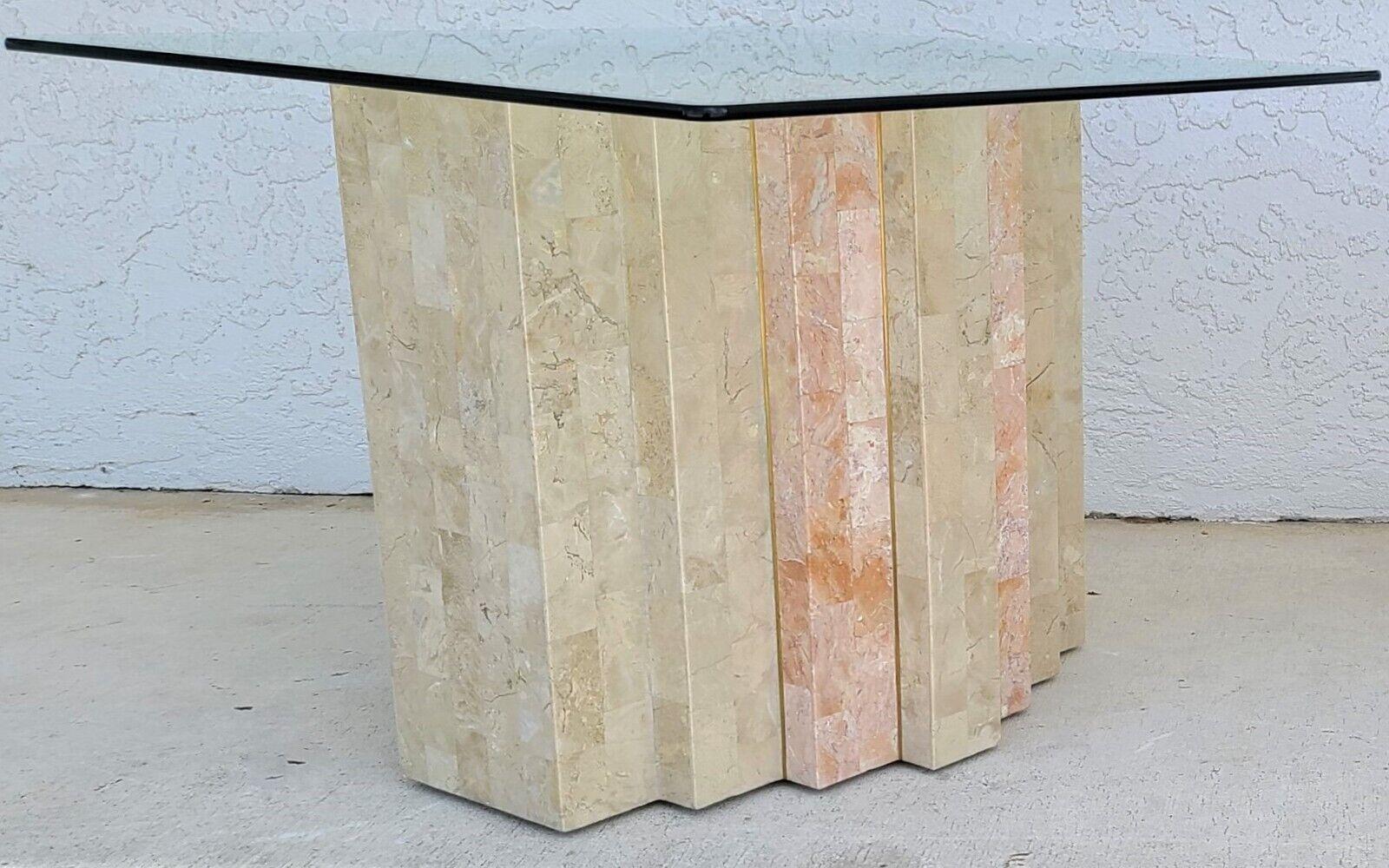 Late 20th Century MAITLAND SMITH Style Side End Table Tessellated Stone Brass  For Sale