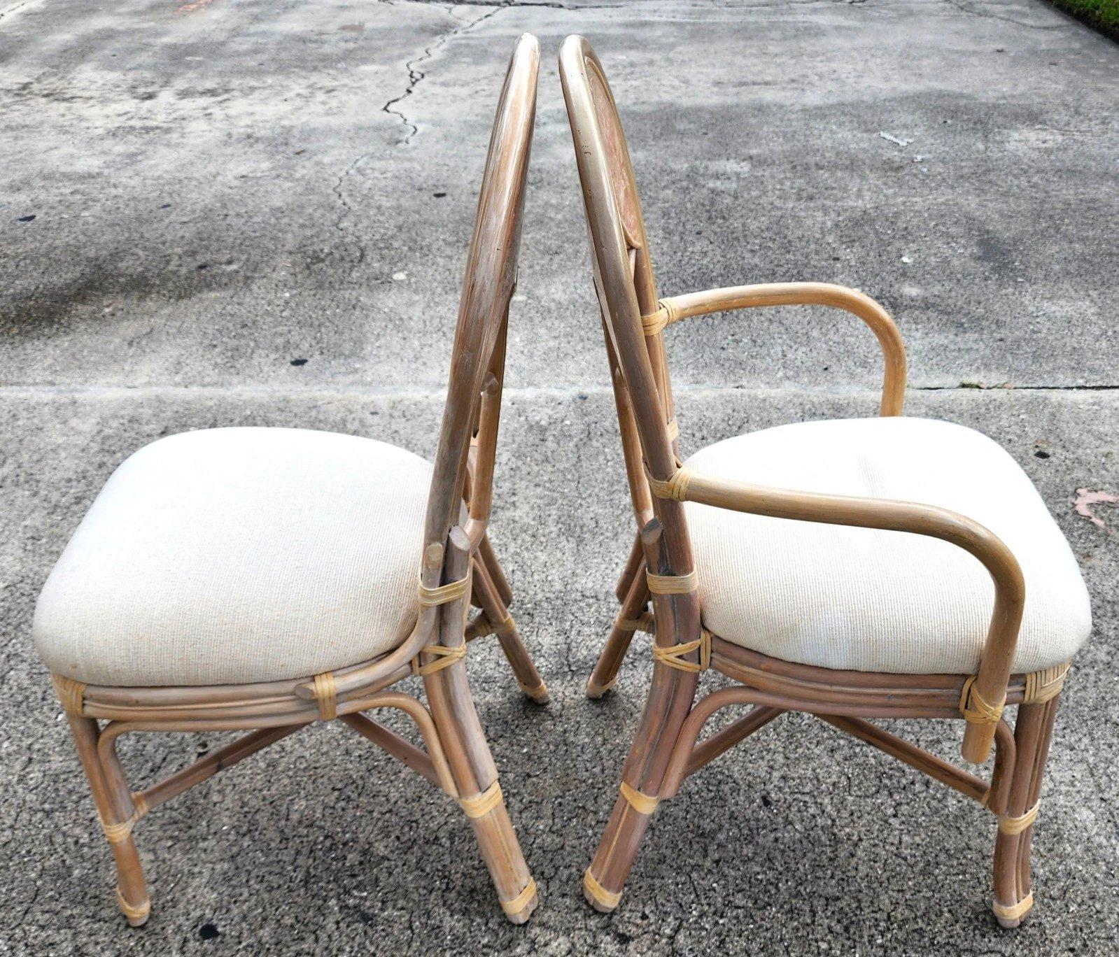 Maitland Smith Style Tessellated Bamboo Dining Chairs Set of 6 For Sale 2