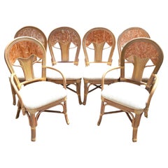 Maitland Smith Style Tessellated Bamboo Dining Chairs Set of 6