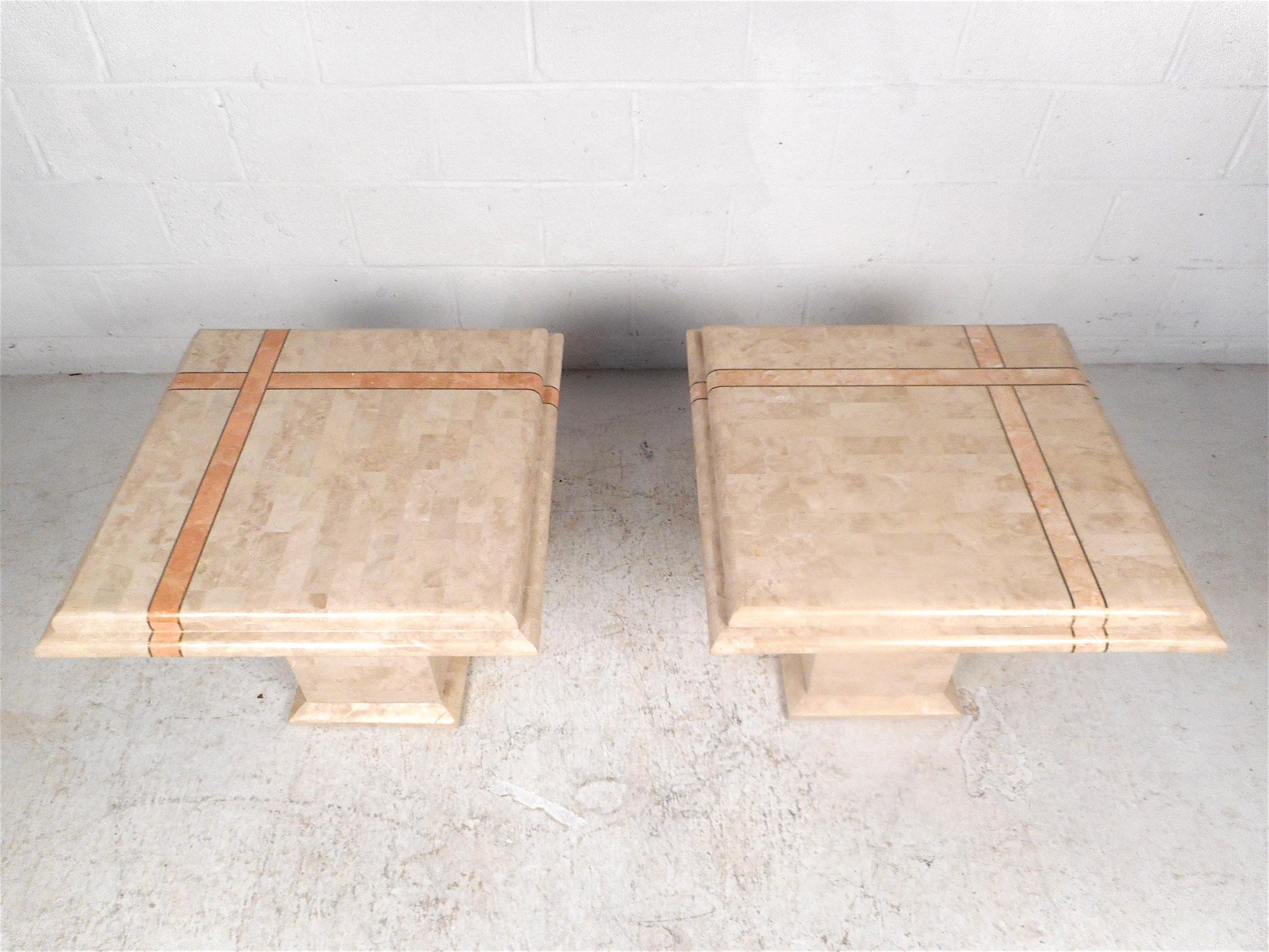 Mid-Century Modern Maitland Smith Style Tessellated End Tables For Sale