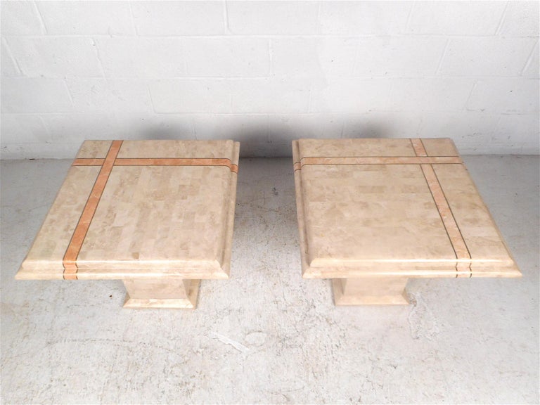 Maitland Smith Style Tessellated End Tables In Good Condition For Sale In Brooklyn, NY