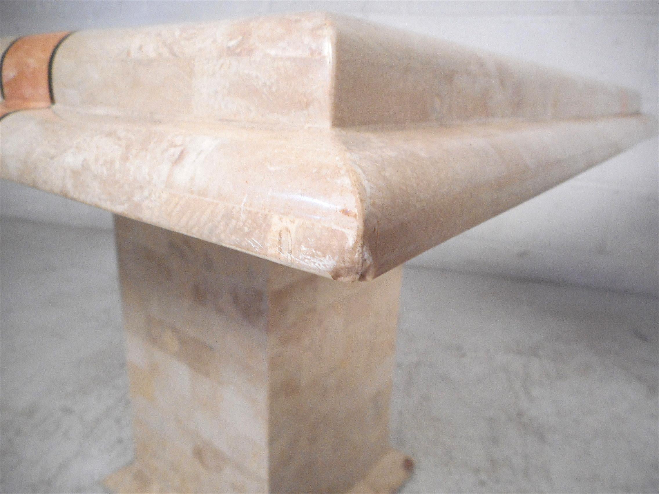 Stone Maitland Smith Style Tessellated End Tables For Sale