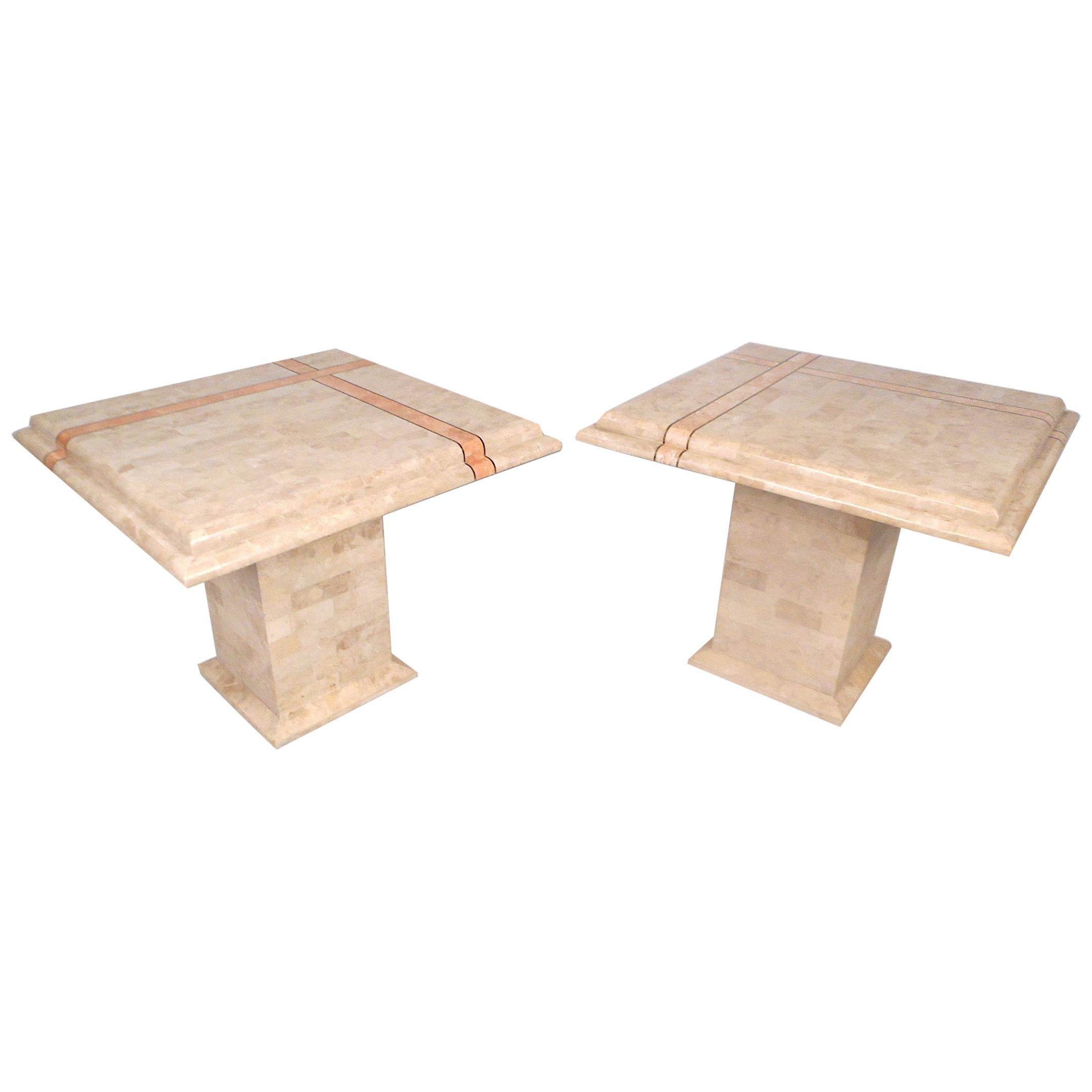 Maitland Smith Style Tessellated End Tables