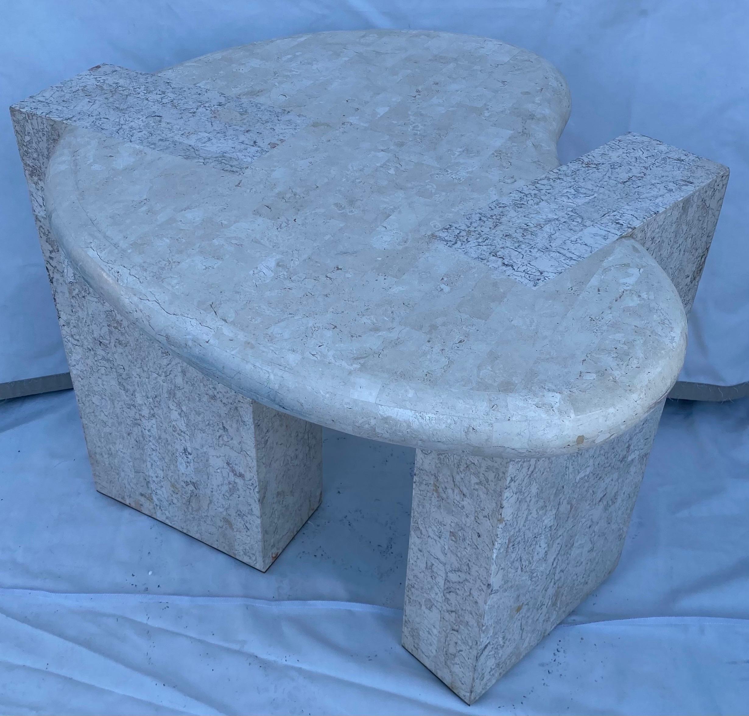Maitland Smith Style Tessellated Stone Biomorphic Modern Side End Table, 1970's  4