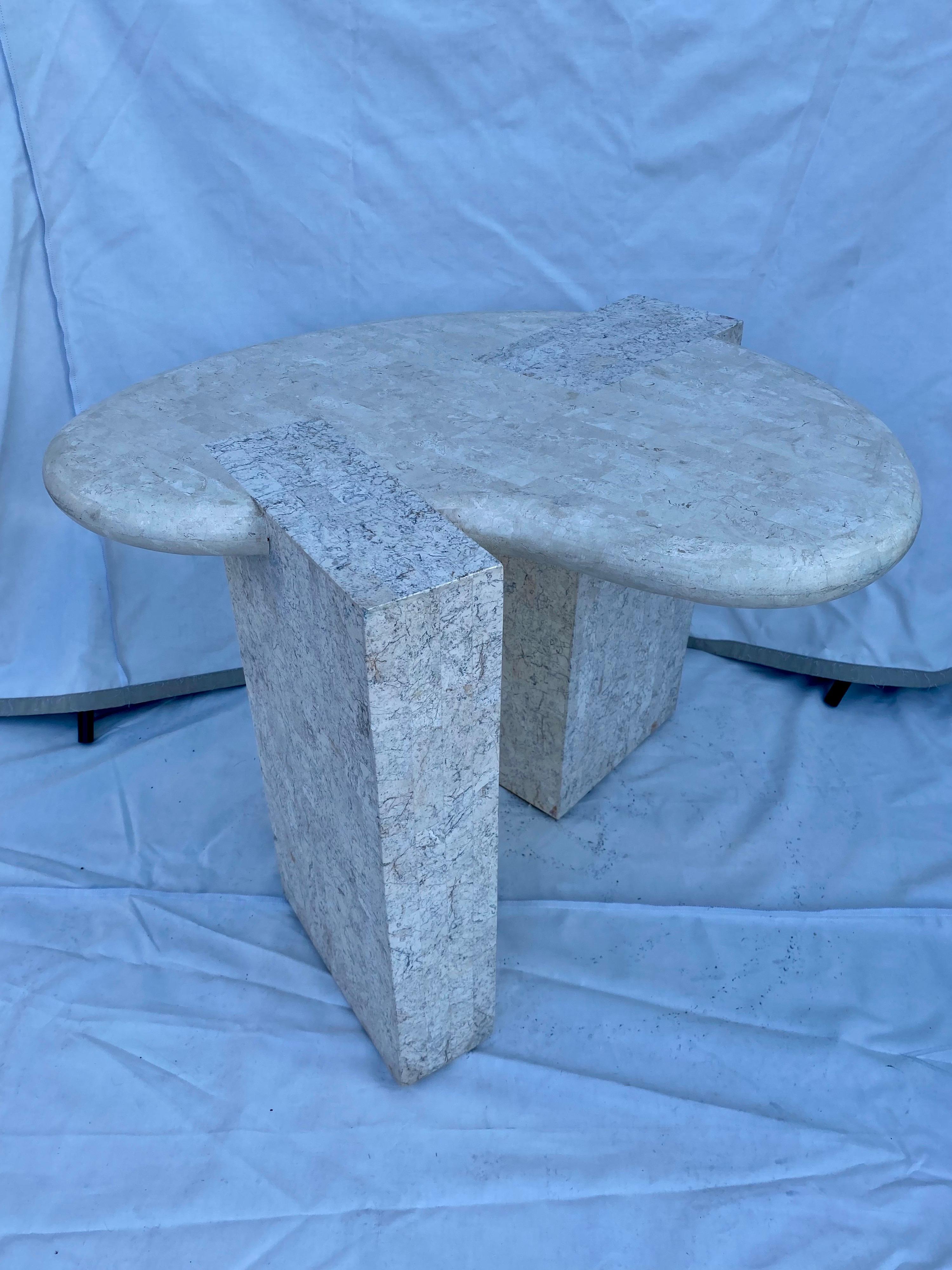 Maitland Smith Style Tessellated Stone Biomorphic Modern Side End Table, 1970's  5
