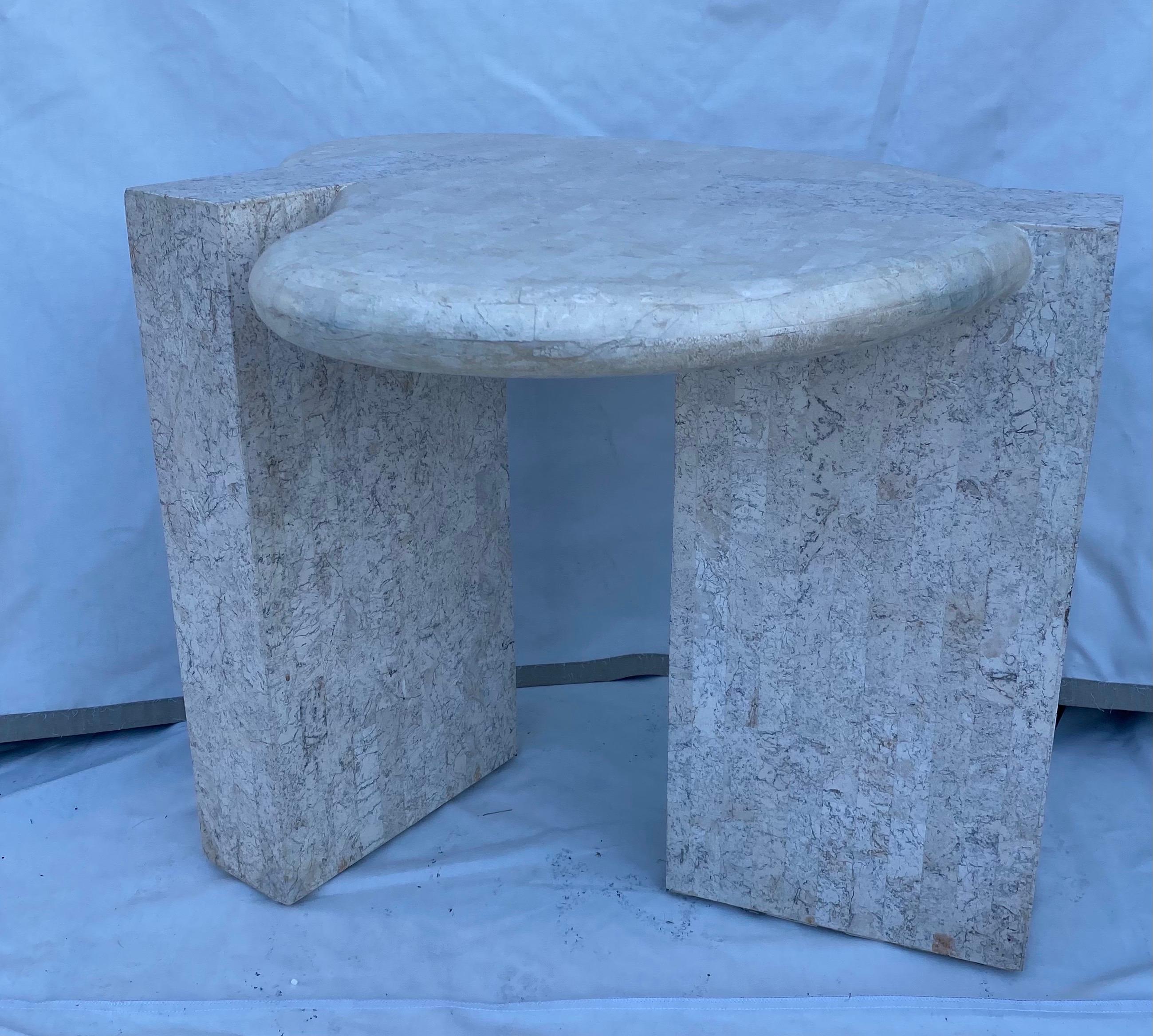 Maitland Smith Style Tessellated Stone Biomorphic Modern Side End Table, 1970's  6