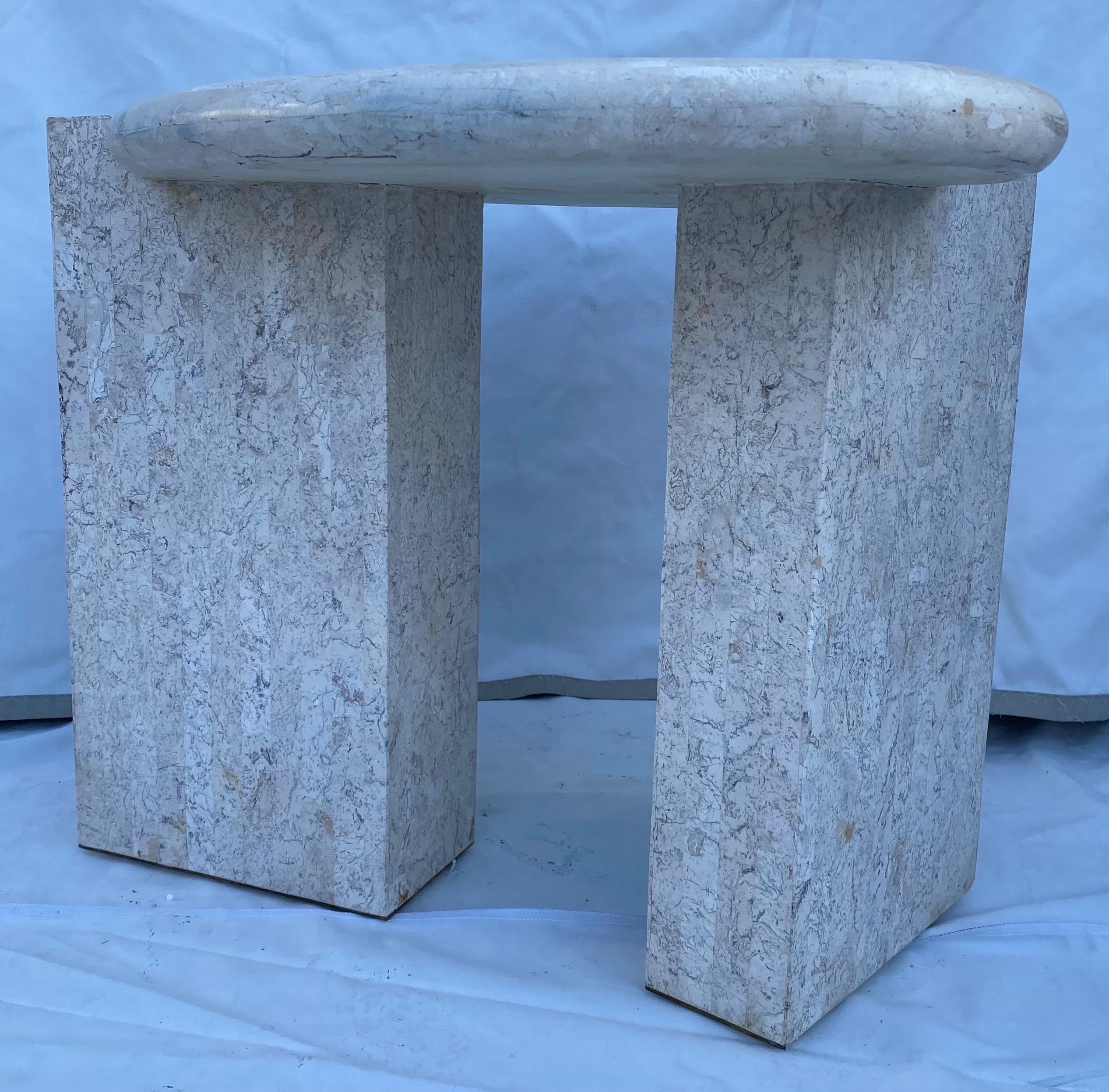 Maitland Smith Style Tessellated Stone Biomorphic Modern Side End Table, 1970's  7