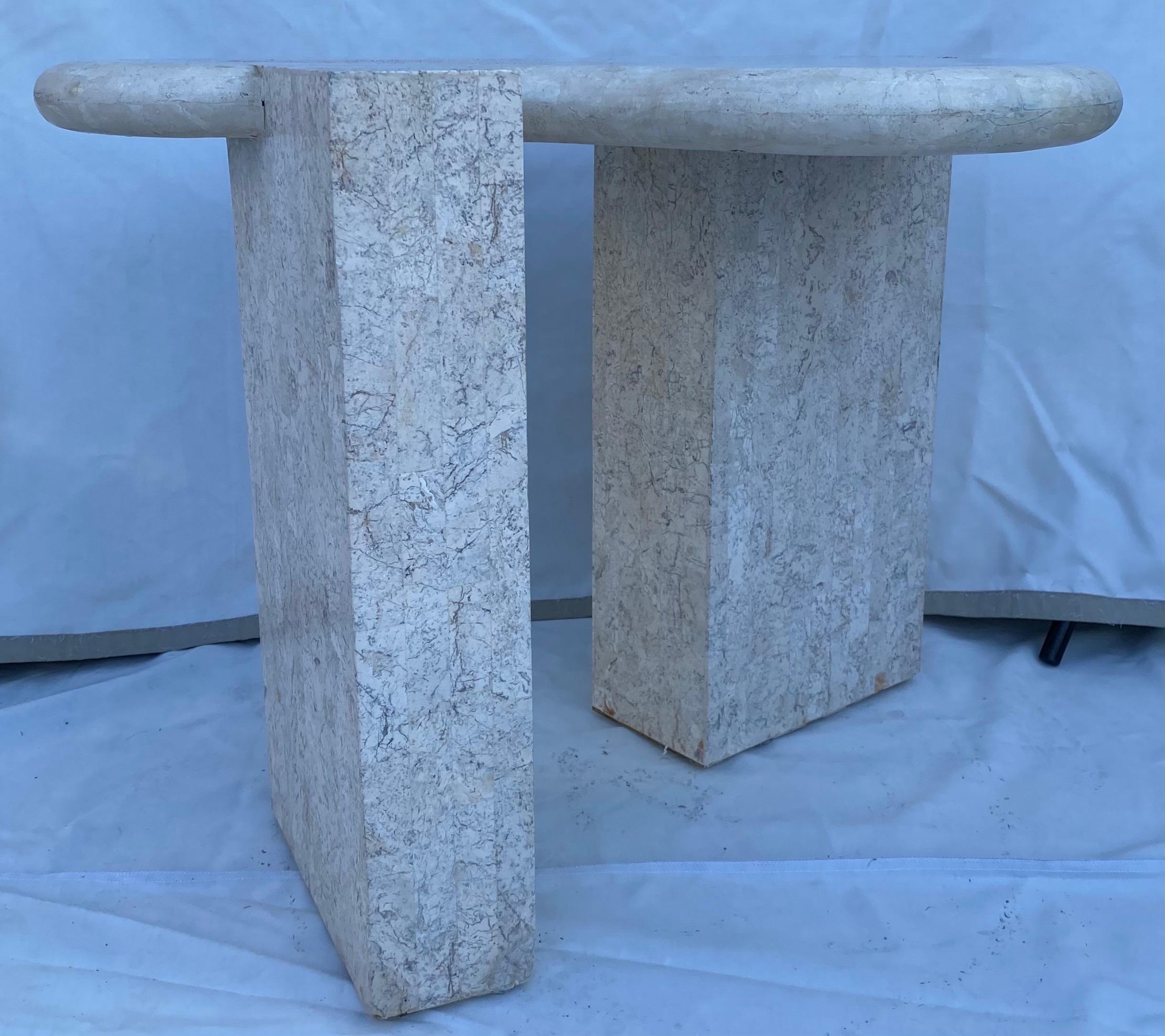 Maitland Smith Style Tessellated Stone Biomorphic Modern Side End Table, 1970's  8