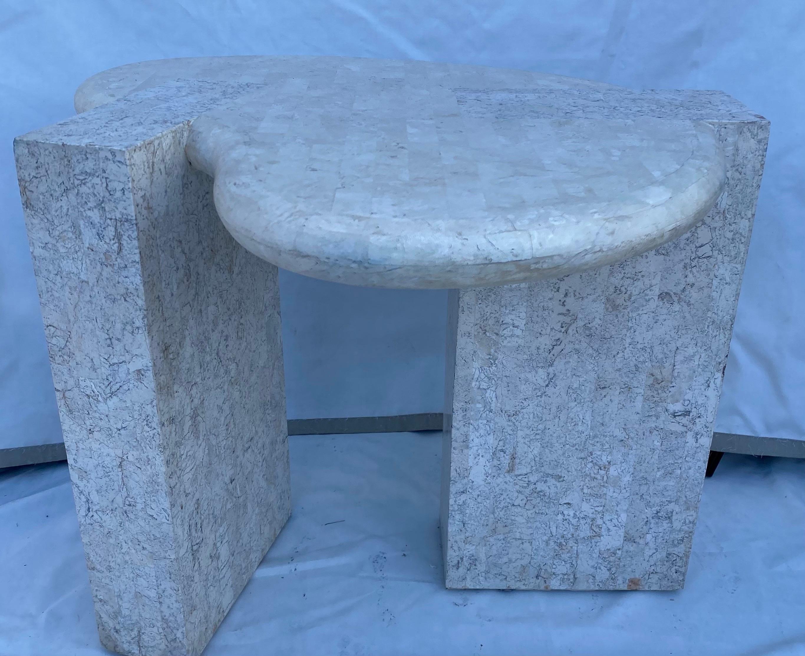 Maitland Smith Style Tessellated Stone Biomorphic Modern Side End Table, 1970's  9