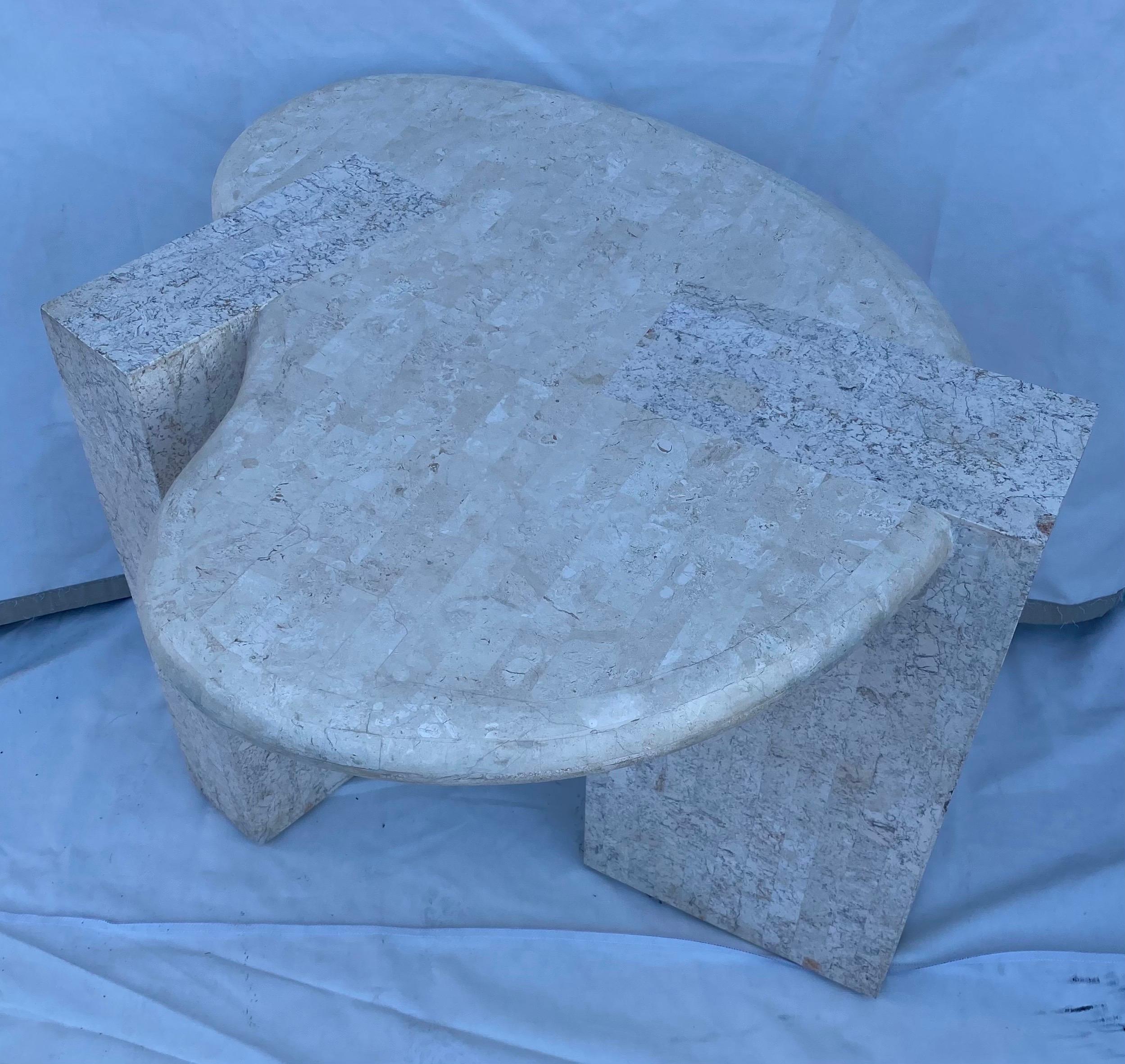 Maitland Smith Style Tessellated Stone Biomorphic Modern Side End Table, 1970's  10