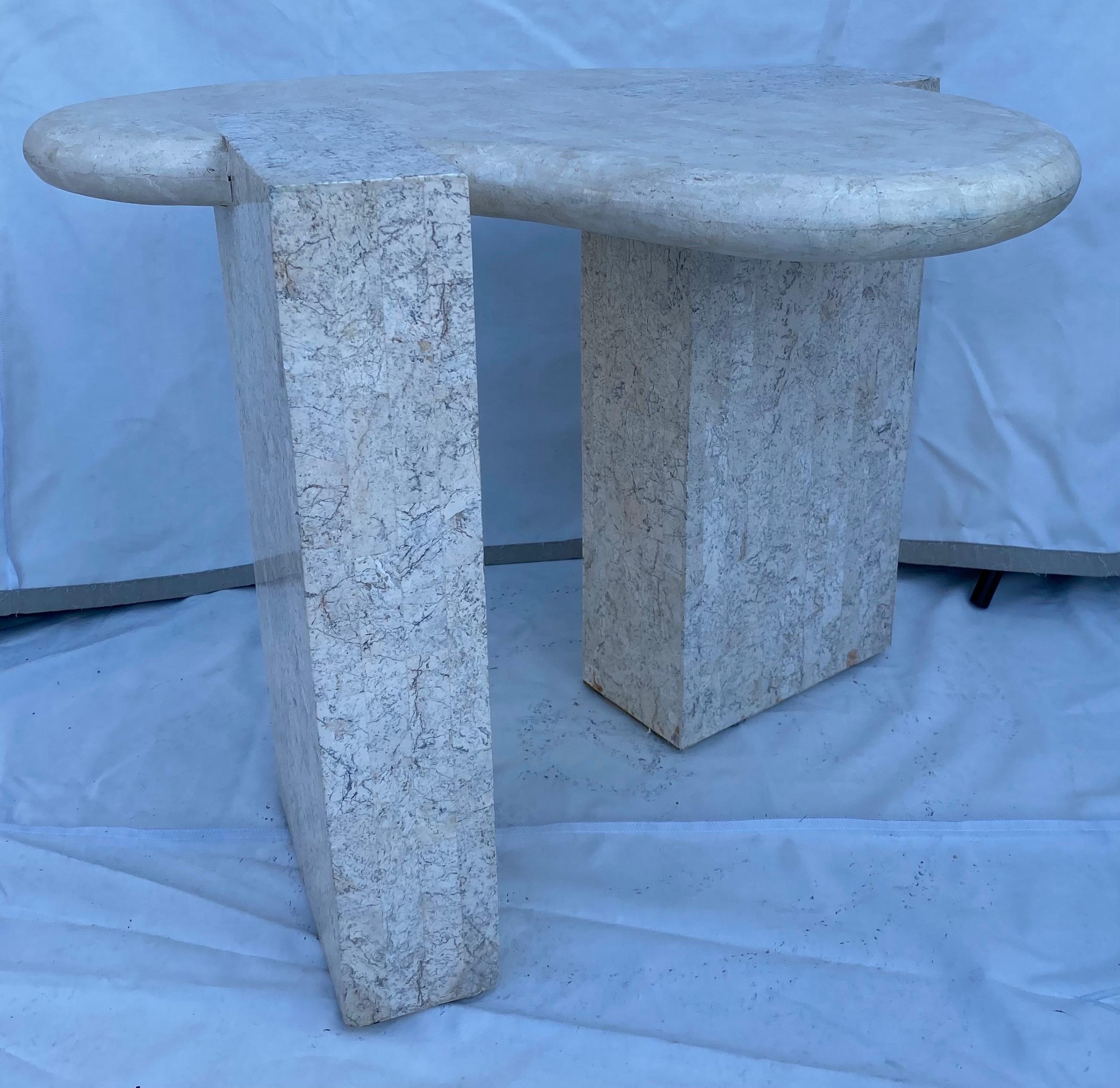 Maitland Smith Style Tessellated Stone Biomorphic Modern Side End Table, 1970's  3