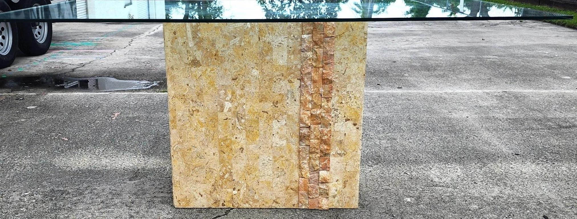 Mid-Century Modern Maitland Smith Style Tessellated Stone Dining Table For Sale