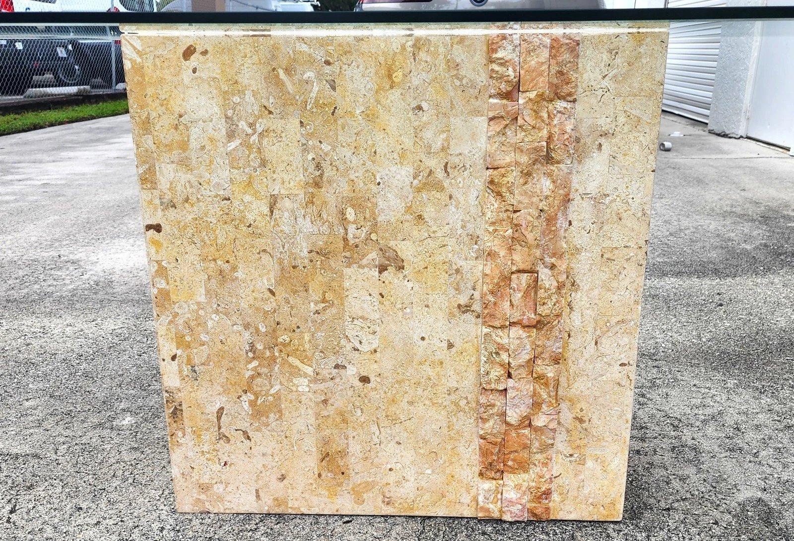 Maitland Smith Style Tessellated Stone Dining Table In Good Condition For Sale In Lake Worth, FL