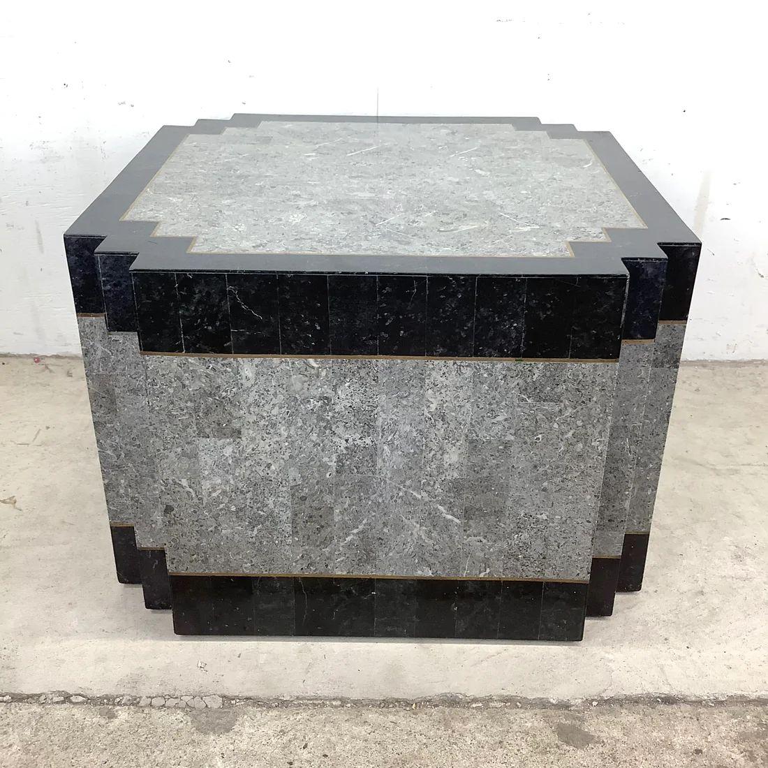 Maitland-Smith Style Tessellated Stone Side Table For Sale 2