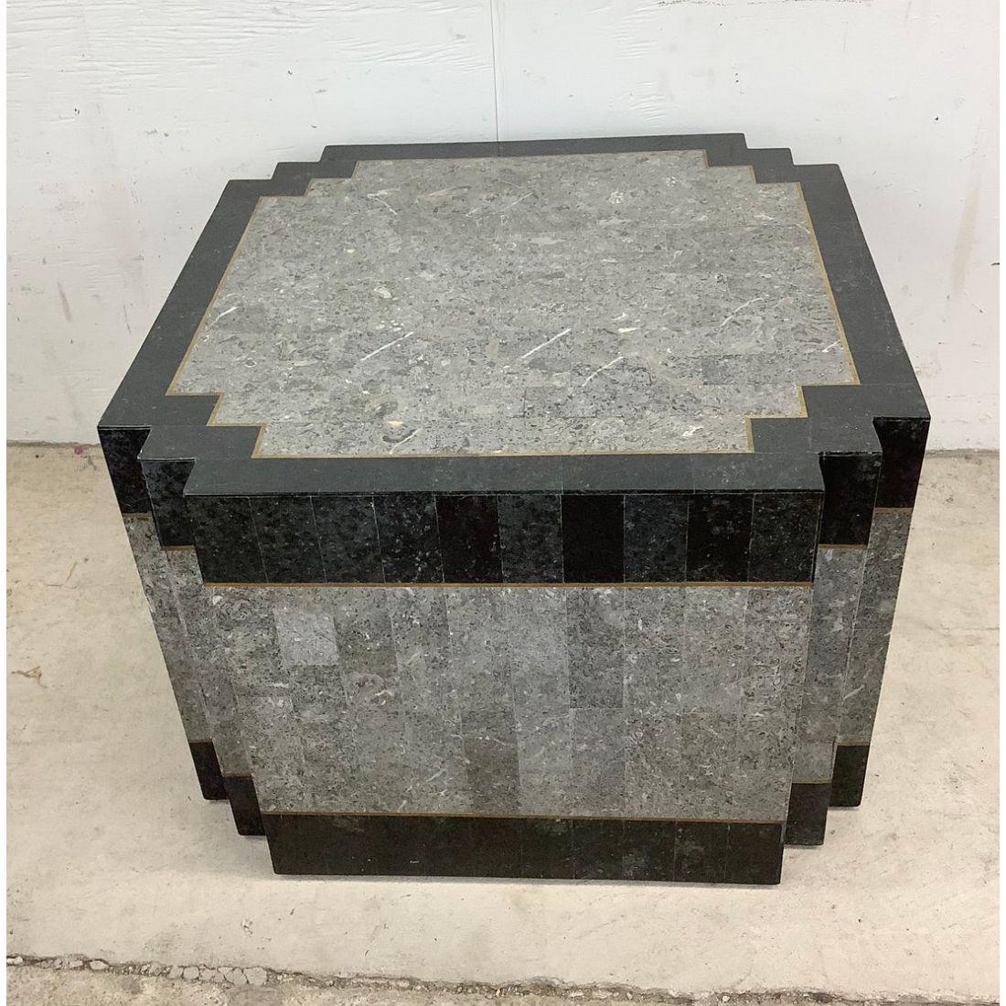 Mid-Century Modern Maitland-Smith Style Tessellated Stone Side Table For Sale