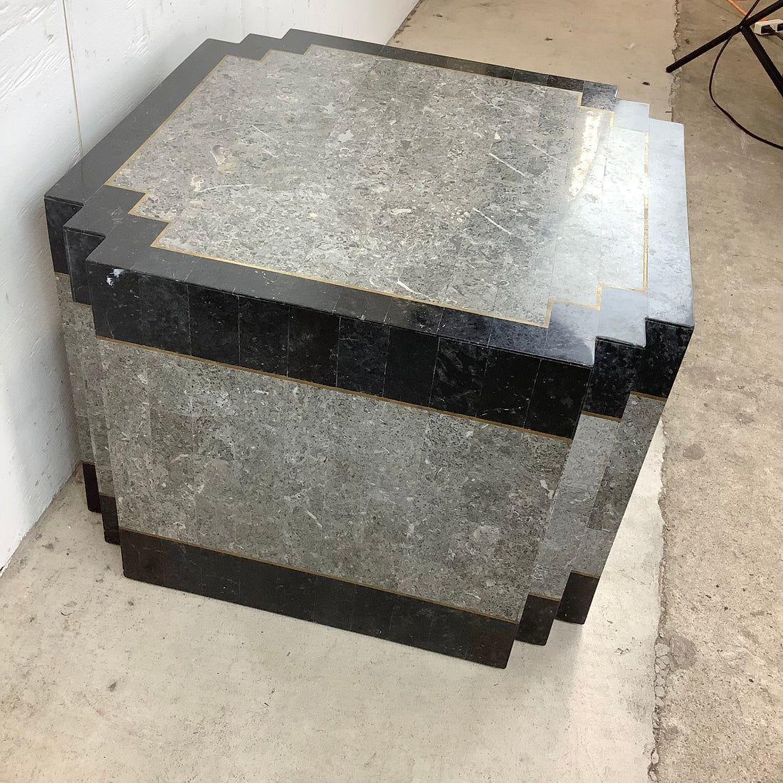 Maitland-Smith Style Tessellated Stone Side Table In Good Condition For Sale In Trenton, NJ