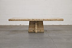 Maitland Smith Styled Travertine and Shell Coffee Table, circa 1980s