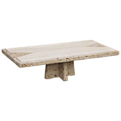 Maitland Smith Styled Travertine and Shell Coffee Table, circa 1980s