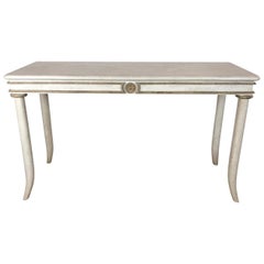 Vintage Maitland Smith Tessallated Stone Ivory Console Table