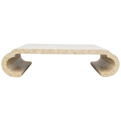 Maitland Smith Tesselated Bone Coffee Table with Brass Edge Detail