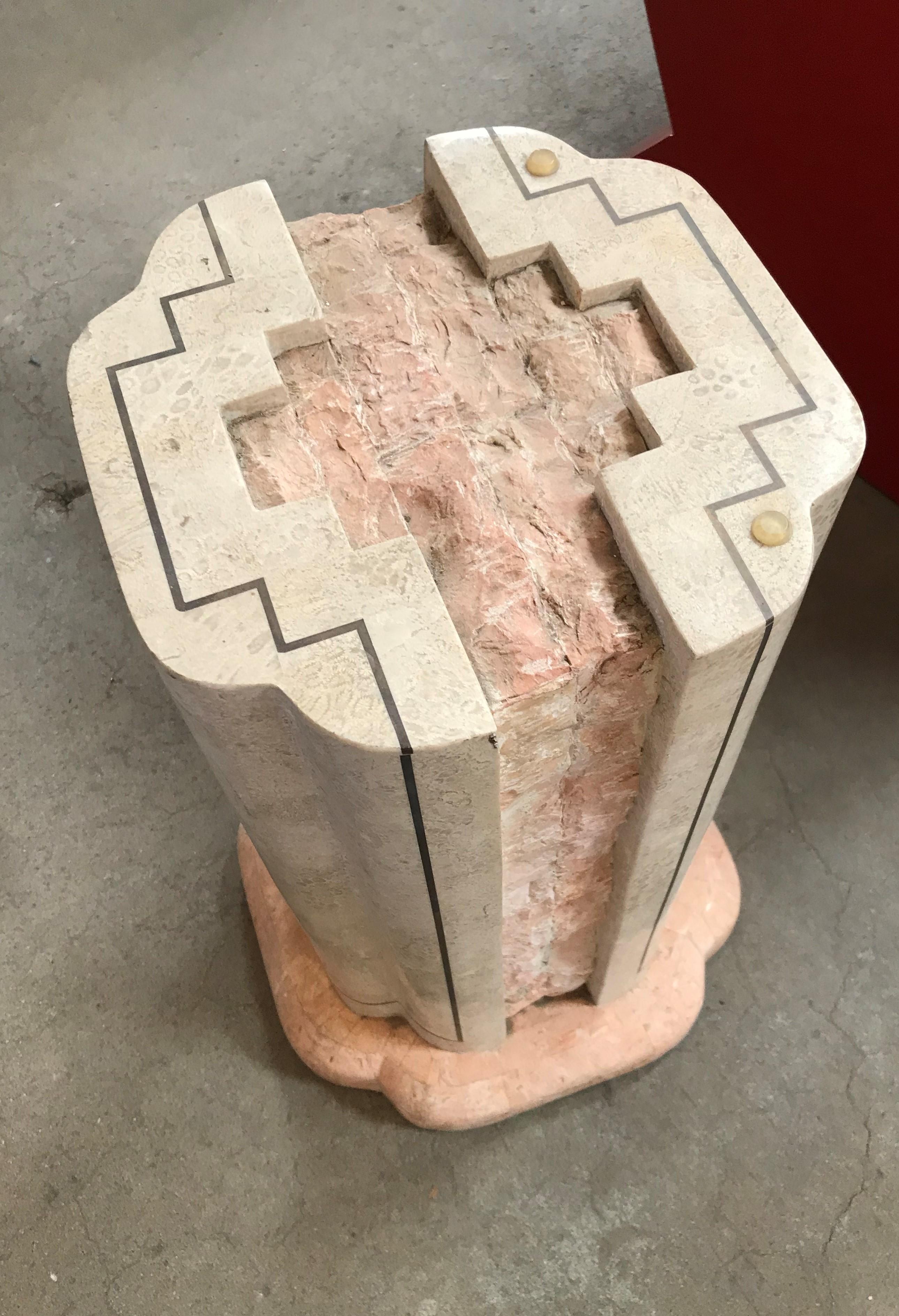 Mid-Century Modern Maitland Smith Tesselated Marble Pedestal