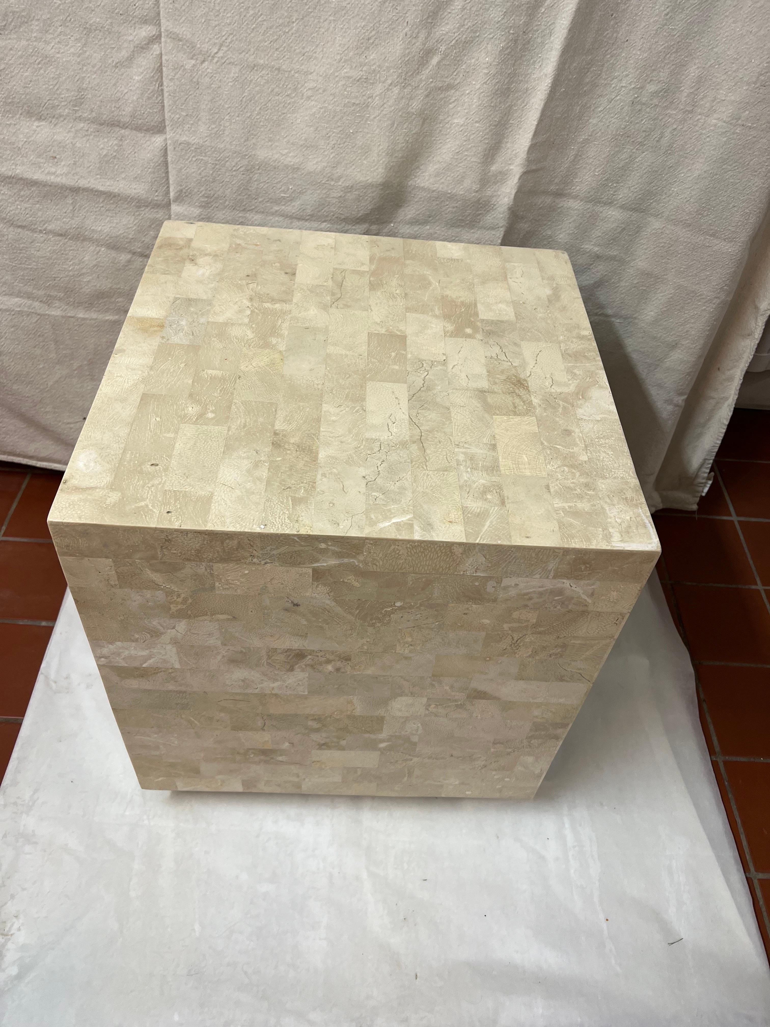Maitland Smith Tesselated Stone Cube Table In Good Condition For Sale In Redding, CT