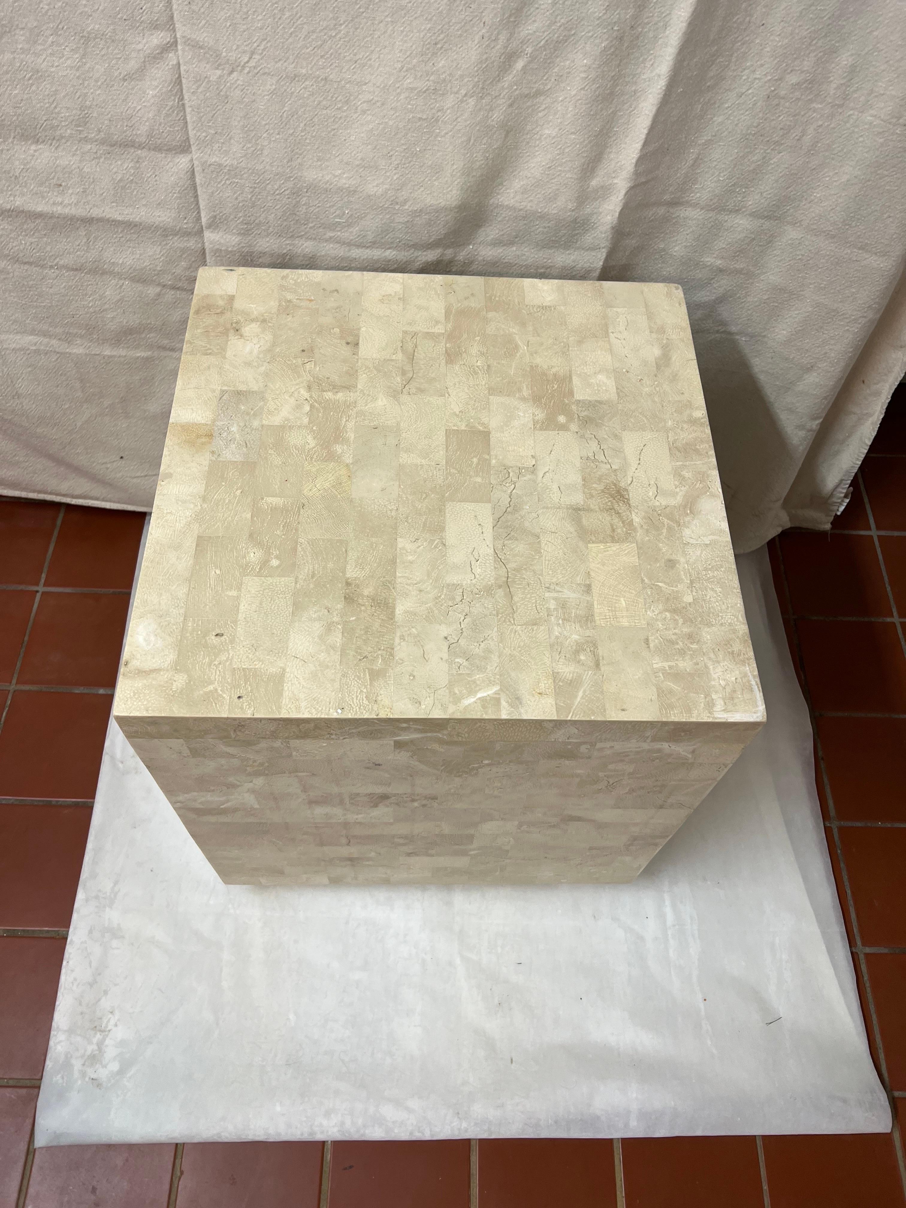 Late 20th Century Maitland Smith Tesselated Stone Cube Table For Sale