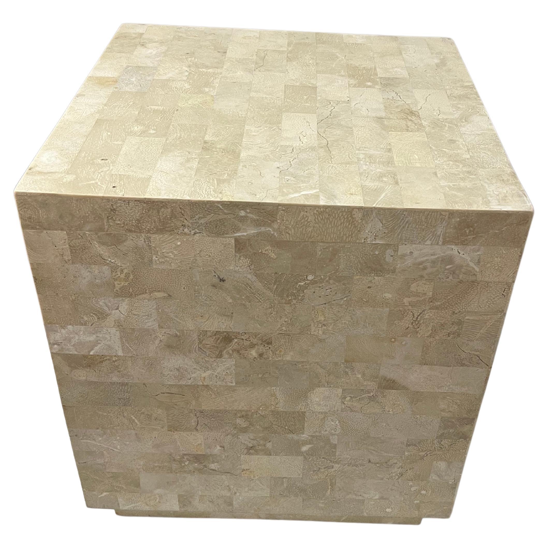 Maitland Smith Tesselated Stone Cube Table For Sale