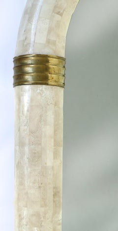 Maitland Smith Tesselated Stone Mirror with Brass Banding