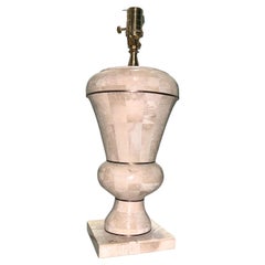 Maitland Smith Tesselated Stone Table Lamp, Brass Accent, Square Base