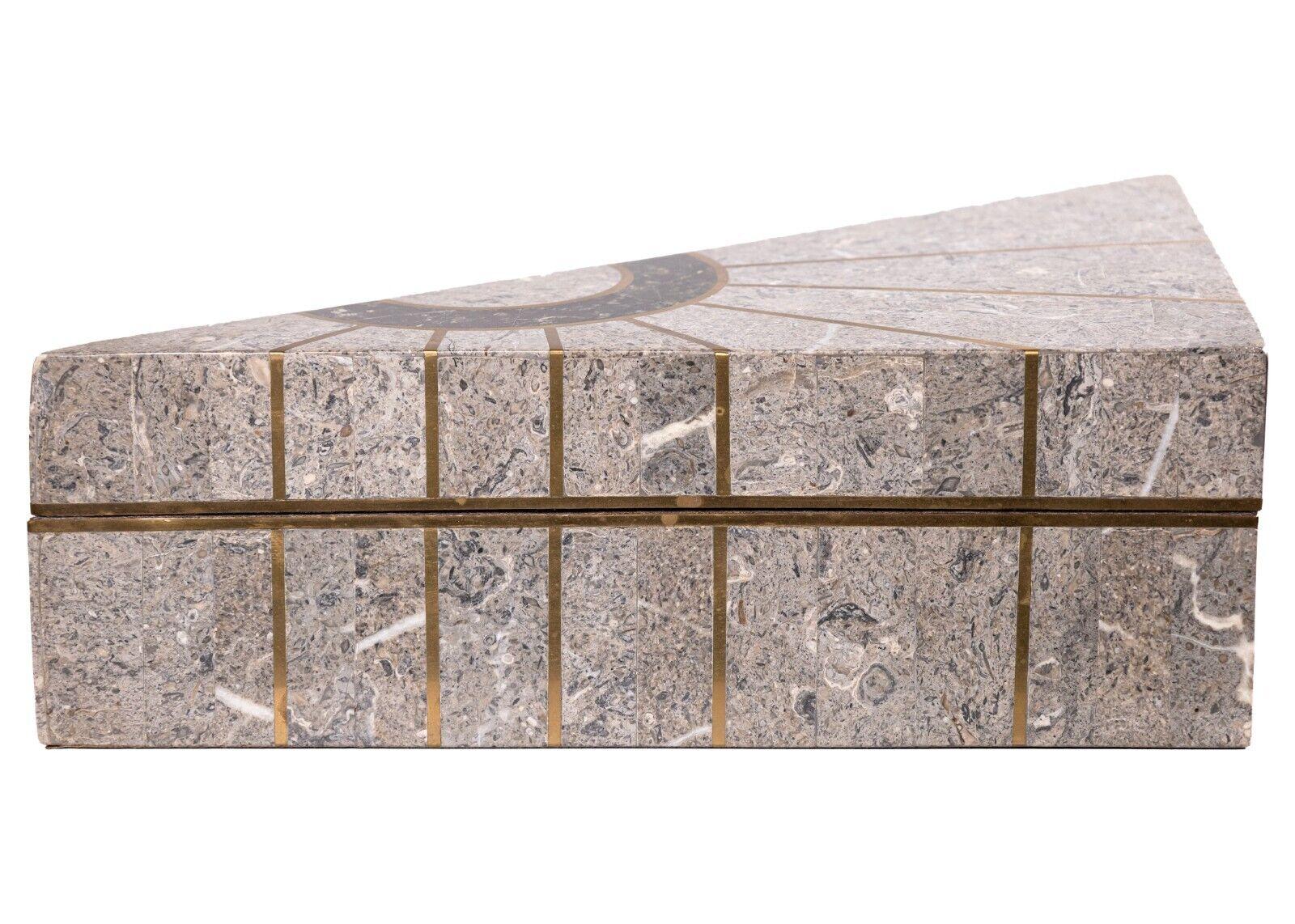 20th Century Maitland Smith Tesselated Stone Triangle Box For Sale