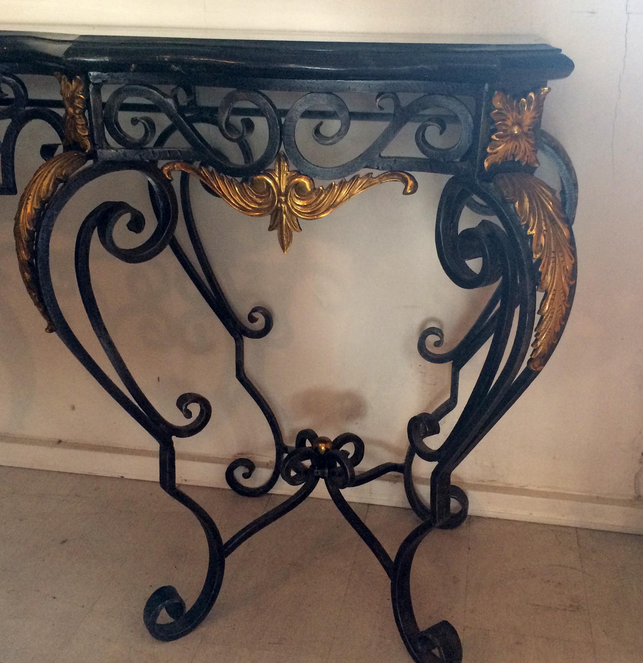 black wrought iron console table